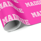 Preppy Roze naam inpakpapier (Rol Hoek)