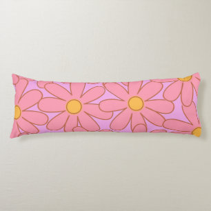 Preppy Roze Paarse bloemeneenvoudige bloemenpatroo Lichaamskussen