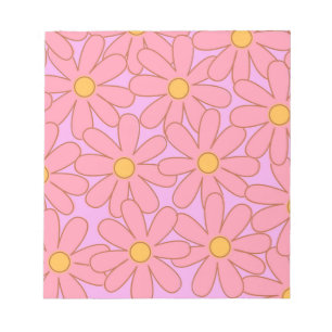 Preppy Roze Paarse bloemeneenvoudige bloemenpatroo Notitieblok