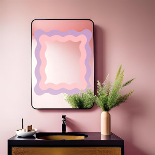 Preppy Roze Paarse Wavy Rechthoekspiegel Raamsticker