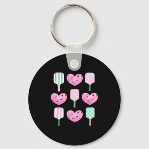 Preppy roze pickleball shirt waar meisjes graag me sleutelhanger