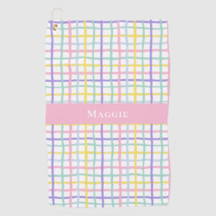 Preppy Roze Plaid Dames Gepersonaliseerd Golfhanddoek