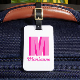 Preppy Roze Schaduw Monogram Naam Met Initialen Bagagelabel