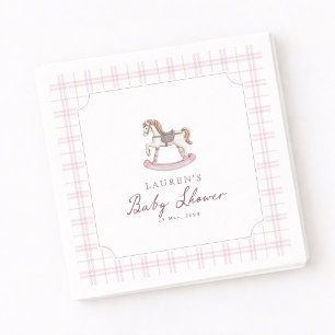Preppy Roze Schommelend Paard Baby Shower Servette Servet