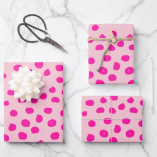 Preppy roze Stippen Moderne dierlijke afdrukspots Inpakpapier Vel