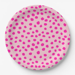 Preppy roze Stippen Moderne dierlijke afdrukspots Papieren Bordje