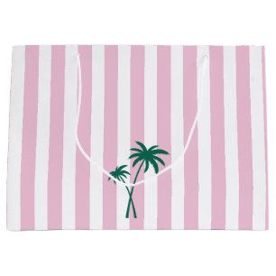 Preppy roze streep en palmboom groot cadeauzakje