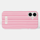 Preppy Roze Streep Monogram  iPhone 16 Hoesje (Achterkant (horizontaal))