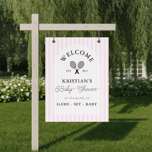 Preppy Roze Tennis Baby shower Welkom Poster