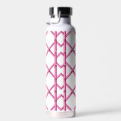 Preppy Roze Trellis Bamboe Patroon Marine Monogram Waterfles (Rechts)