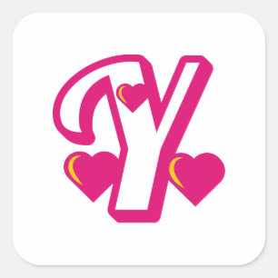 Preppy roze Varsity Letter Y, roze letter y Klasse Vierkante Sticker