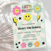 Preppy Sage Green Happy Face Party Verjaardag Kaart