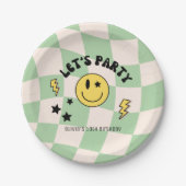 Preppy Sage Groen Y2K Retro Verjaardagspapier Bord (Voorkant)