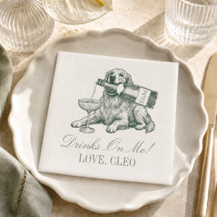 Preppy Sage Groene Golden Retriever Trouwdag Servet