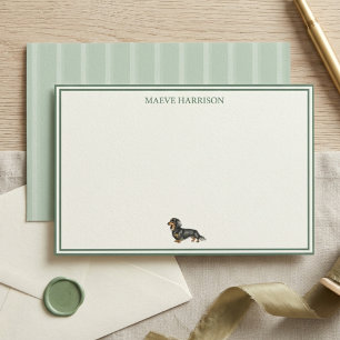 Preppy Saliegroene Streep Dachshund Briefpapier