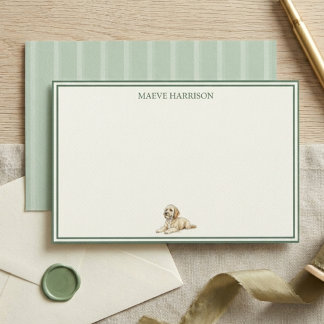 Preppy Saliegroene Streep Gouden Doodle Briefpapier