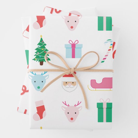 Preppy Santa Claus Pattern Inpakpapier Vel (In situ)