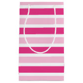 Preppy Schattigee Chic Roze & Witte Strepen Klein Cadeauzakje (Voorkant)