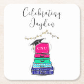 Preppy Script High School Afstuderen Suitcase 2023 Vierkante Kartonnen Onderzetter (Voorkant)