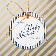 Preppy Script Navy Blauwe Baby Shower Favor Tag