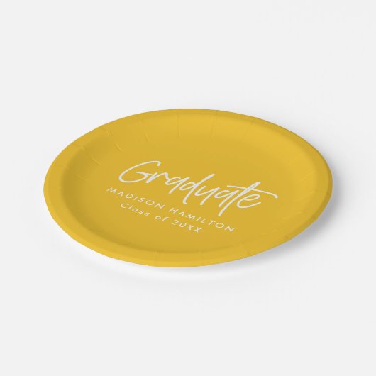Preppy Script Yellow Afstuderen Papieren Bordje (Gekanteld)