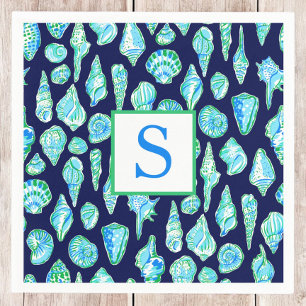 Preppy Sea Shells op de achtergrond van de marine Servet