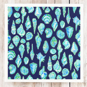 Preppy Sea Shells op de achtergrond van de marine Servet