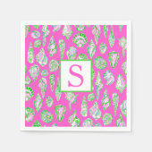 Preppy Sea Shells op Hot Pink Monogram Seaside Servet (Voorkant)