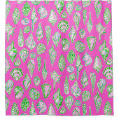 Preppy Sea Shells op Hot Pink Seaside Douchegordijn (Voorkant)