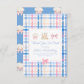 Preppy Seashell Sandcastle Pastel Gingham Bedankkaart (Voorkant / Achterkant)