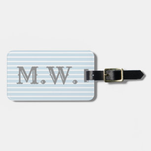 Preppy Seersucker Striped Monogram Bagagelabel