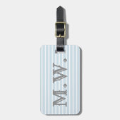 Preppy Seersucker Striped Monogram Bagagelabel (Voorkant verticaal)