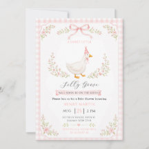 Preppy Silly Goose Roze Strik Girl Baby Shower