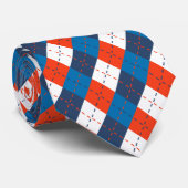 Preppy Sky Blue Navy Blauw Sinaasappel Wit Argyle Stropdas (Opgerold)