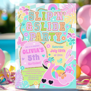 Preppy Slip N Slide Party Schattige Girly Pool Ver Kaart