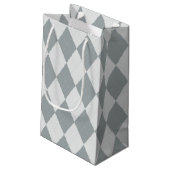 Preppy Soft Grey Argyle Girly Monogram en naam Klein Cadeauzakje (Achterkant Gekanteld)