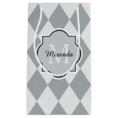 Preppy Soft Grey Argyle Girly Monogram en naam Klein Cadeauzakje (Voorkant)