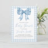 Preppy Southern Blue Bow Boy Baby shower Kaart (Staand voorkant)