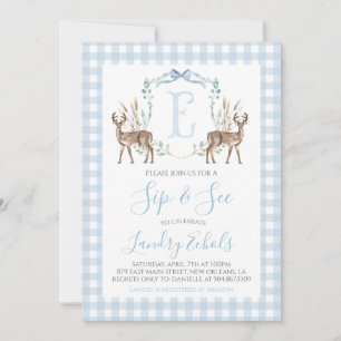 Preppy Southern Blue Boy Deer Hunter Sip and See Kaart
