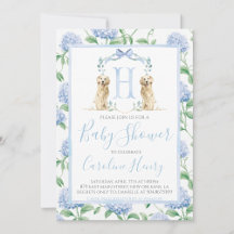 Preppy Southern Blue Boy Dog Baby shower