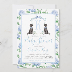 Preppy Southern Blue Boy Dog Baby shower Kaart