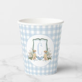 Preppy Southern Blue Boy Dog Baby shower Papieren Bekers (Voorkant)