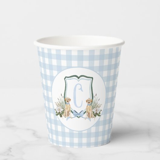 Preppy Southern Blue Boy Dog Baby shower Papieren Bekers (Voorkant)