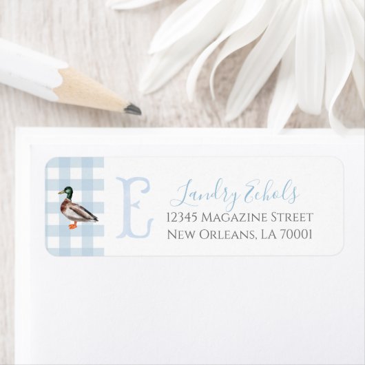 Preppy Southern Blue Boy Duck Baby shower Etiket (Insitu)