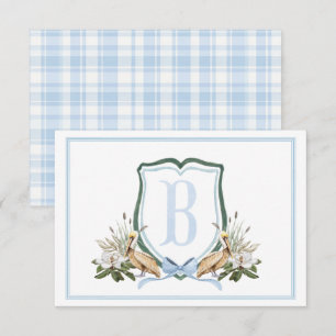 Preppy Southern Blue Boy Pelikaan Baby shower Bedankkaart