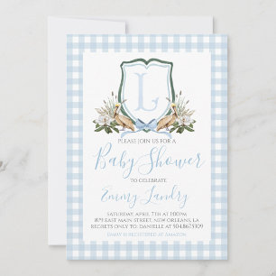 Preppy Southern Blue Boy Pelikaan Baby shower Kaart