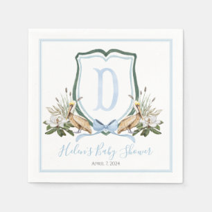Preppy Southern Blue Boy Pelikaan Baby shower Servet