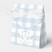 Preppy Southern Blue Boy Stork Baby shower Bedankdoosjes (Voorkant Zijde)