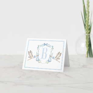 Preppy Southern Blue Boy Stork Baby shower Bedankkaart
