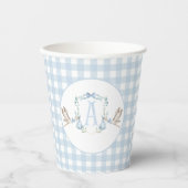 Preppy Southern Blue Boy Stork Baby shower Papieren Bekers (Voorkant)